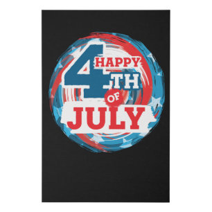 Happy 4th of July - USA flag Color Faux Canvas Print