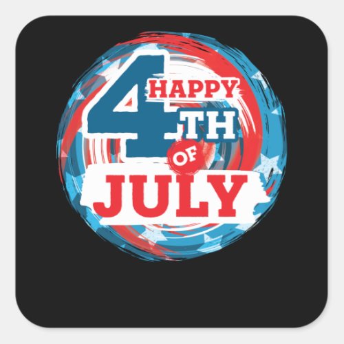 Happy 4th of July _ USA flag Color Square Sticker