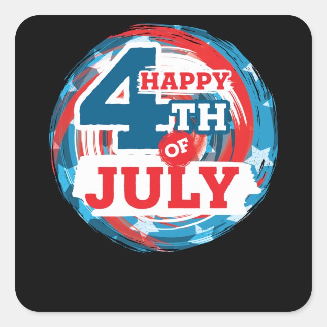 Happy 4th of July - USA flag Color Square Sticker (Front)