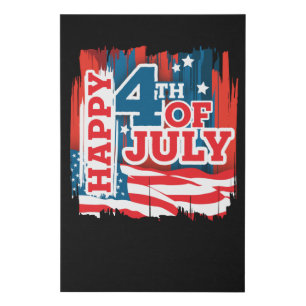 Happy 4th of July - USA flag Faux Canvas Print
