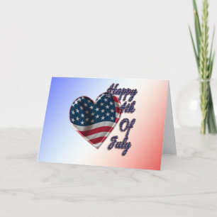 Happy 4th of July USA Flag Heart Card
