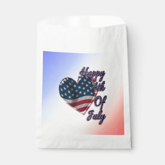 Happy 4th of July USA Flag Heart Favor Bag (Front)