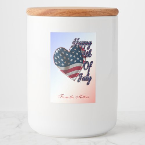 Happy 4th of July USA Flag Heart Food Label