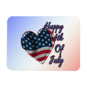 Happy 4th of July USA Flag Heart Magnet