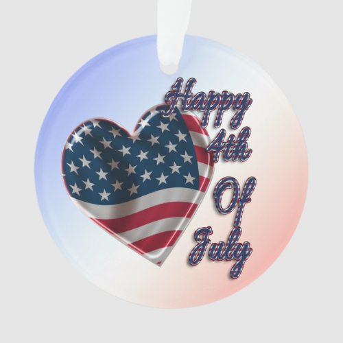 Happy 4th of July USA Flag Heart Ornament