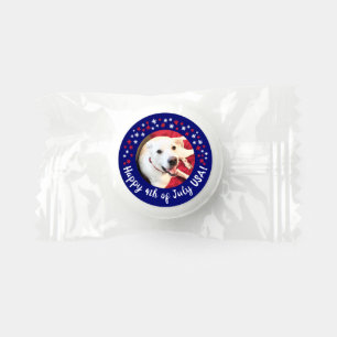 Happy 4th of July USA Funny Smiling Dog Photo Red Life Saver® Mints