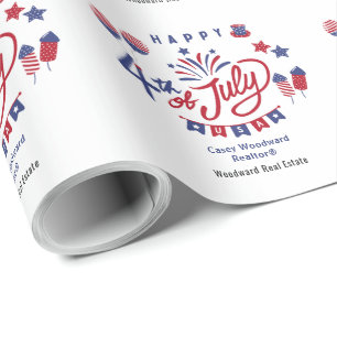 Happy 4th of July USA   Realtor Marketing Custom  Wrapping Paper
