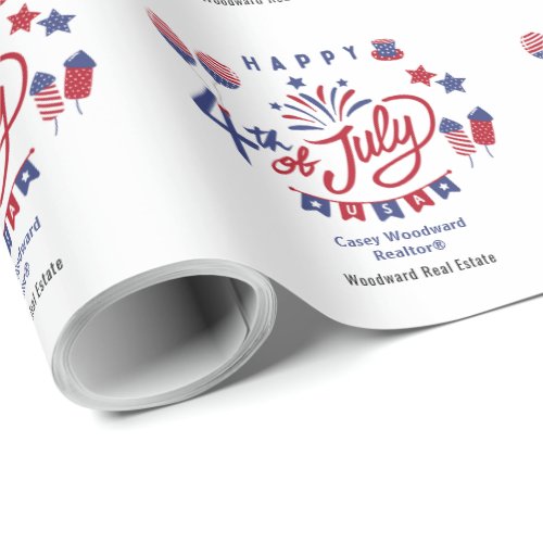 Happy 4th of July USA  Realtor Marketing Custom  Wrapping Paper