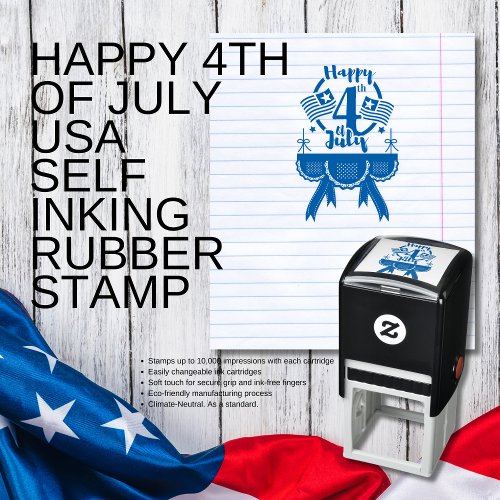 Happy 4TH of July USA Self Inking Rubber Stamp