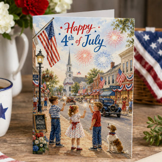 Happy 4th of July Vintage America Independence Day Card