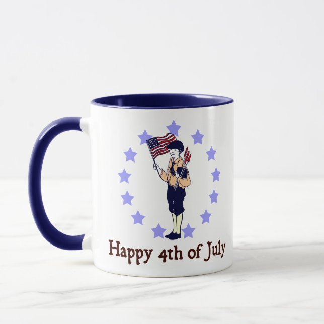 Happy 4th of July Vintage Art Mug (Left)