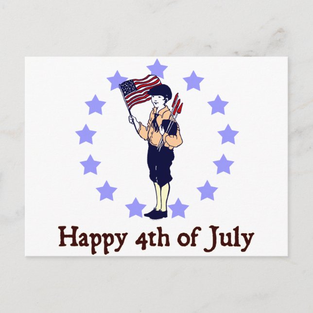 Happy 4th of July Vintage Art Postcard (Front)