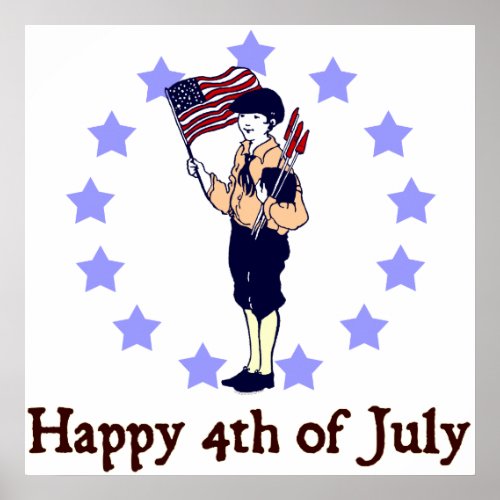 Happy 4th of July Vintage Art Poster