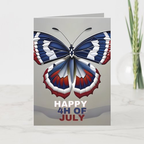 Happy 4th of July Vintage Design Butterfly Thank You Card