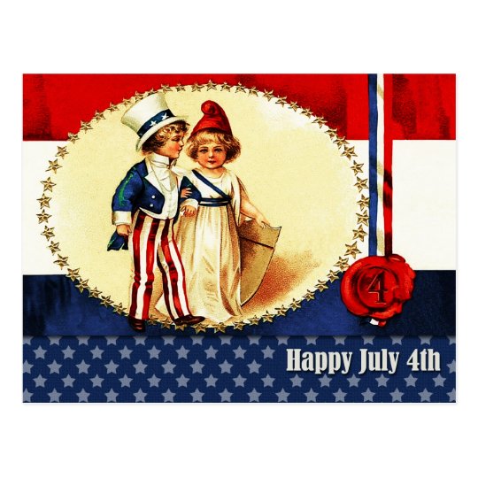 Happy 4th Of July Vintage Design Postcards