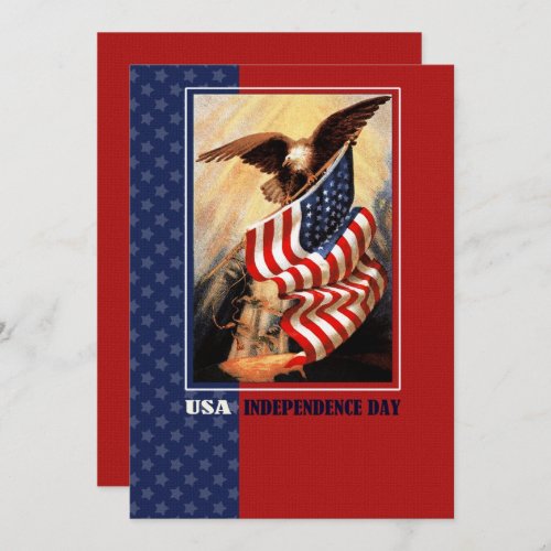 Happy 4th of July Vintage Eagle and USA Flag Card