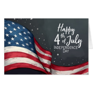 Happy 4th of July Vintage Flag Illustration Art Card