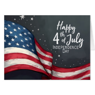 Happy 4th of July Vintage Flag Illustration Art Card