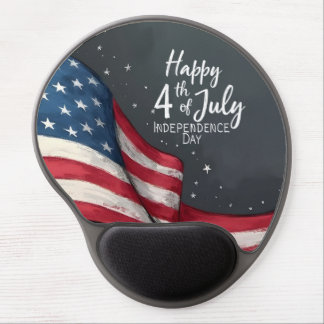 Happy 4th of July Vintage Flag Illustration Art Gel Mouse Pad