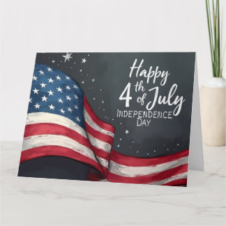 Happy 4th of July Vintage Flag Illustration Art Thank You Card