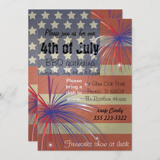 Happy 4th of July | Vintage Invitation (Front/Back)