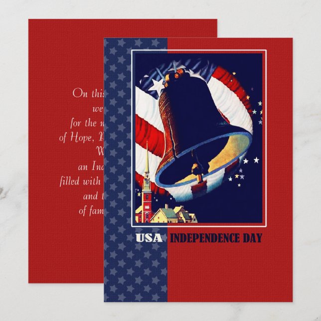 Happy 4th of July Vintage Liberty Bell Card (Front/Back)