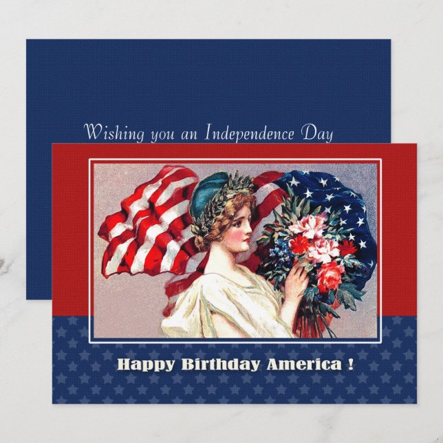 Happy 4th of July Vintage Patriotic Design Card (Front/Back)