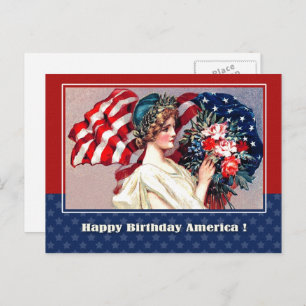 Happy 4th of July. Vintage Patriotic Design Postcard