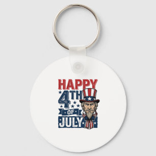 Happy 4th Of July Vintage Patriotic Uncle Shirt_1 Keychain