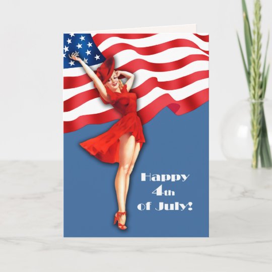 Happy 4th Of July Vintage Pin Up Design Cards