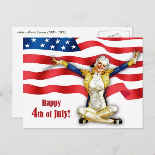 Happy 4th of July Vintage Pin_up Design Postcards