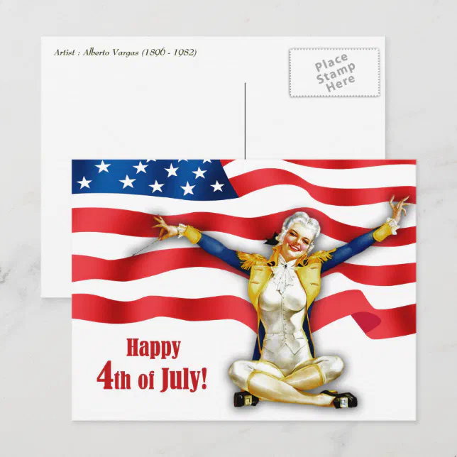 Happy 4Th Of July. Vintage Pin-Up Design Postcards | Zazzle