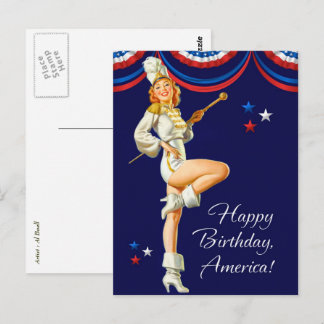 Happy 4th of July. Vintage Pin-up Design Postcards