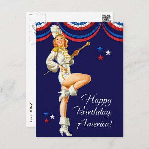 Happy 4th of July Vintage Pin_up Design Postcards