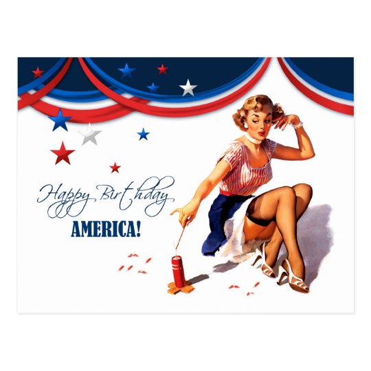 Happy 4th Of July Vintage Pin Up Design Postcards Zazzle