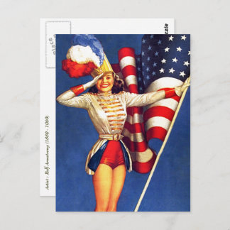Happy 4th of July. Vintage Pin-up Design Postcards