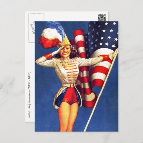 Happy 4th of July Vintage Pin_up Design Postcards