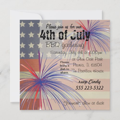 Happy 4th of July  Vintage Style Invitation