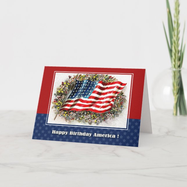 Happy 4th of July. Vintage USA Flag Card (Front)