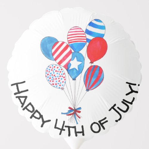 Happy 4th of July watercolor balloons