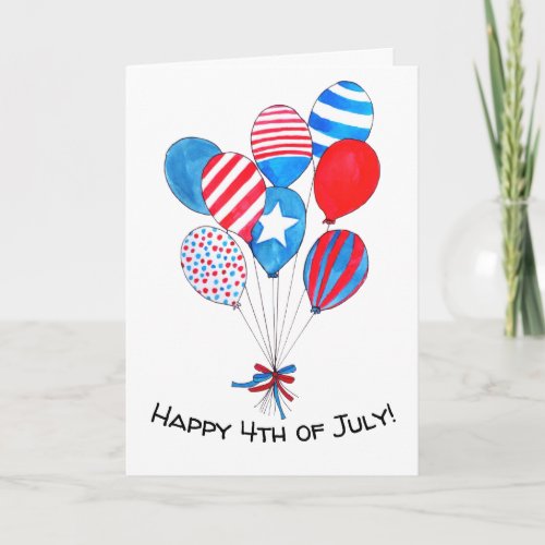 Happy 4th of July watercolor balloons Card