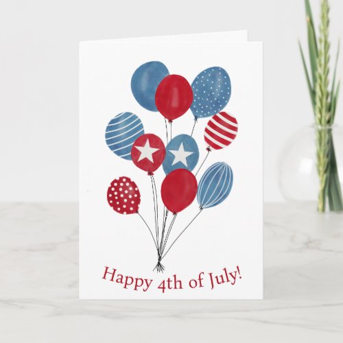 Happy 4th of July watercolor balloons Card