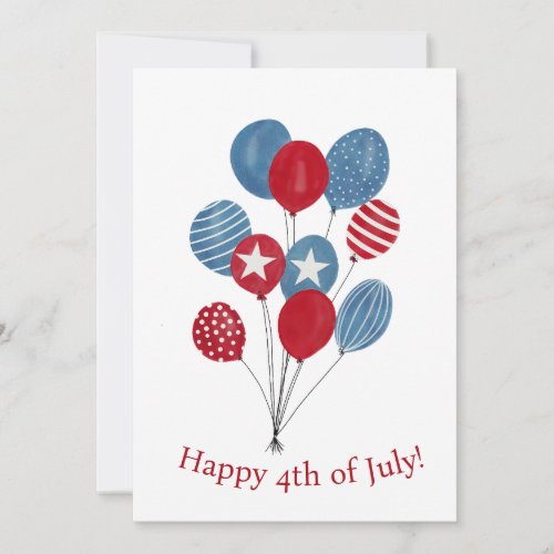 Happy 4th of July watercolor balloons Holiday Card