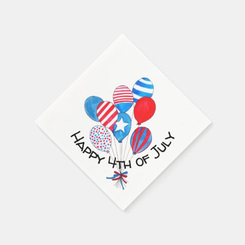 Happy 4th of July watercolor balloons Napkins