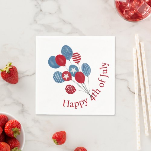 Happy 4th of July watercolor balloons Napkins