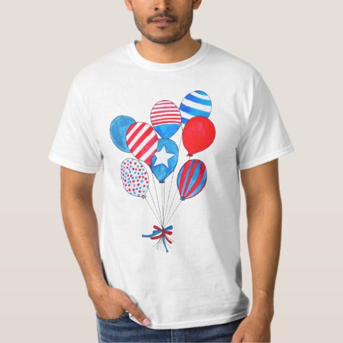 Happy 4th of July watercolor balloons T_Shirt