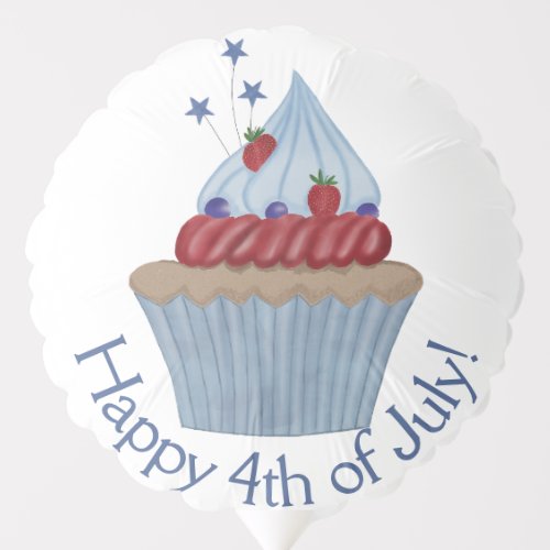Happy 4th of July watercolor cupcake Balloon