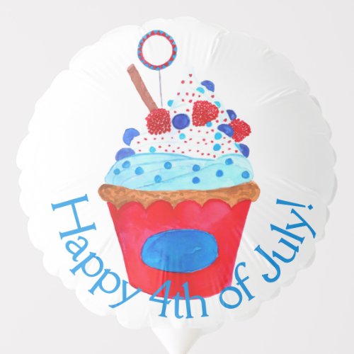 Happy 4th of July watercolor cupcake Balloon