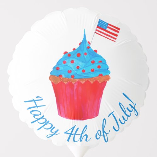 Happy 4th of July watercolor cupcake Balloon