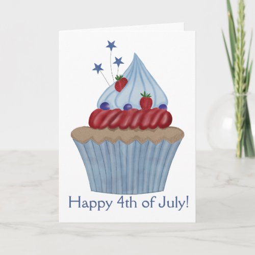 Happy 4th of July watercolor cupcake Card
